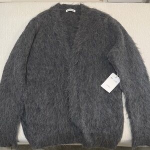 Frankie dark charcoal brushed alpaca cardigan
